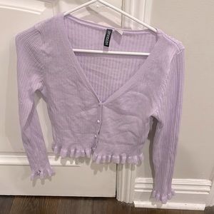 Lavender Ribbed Cardigan